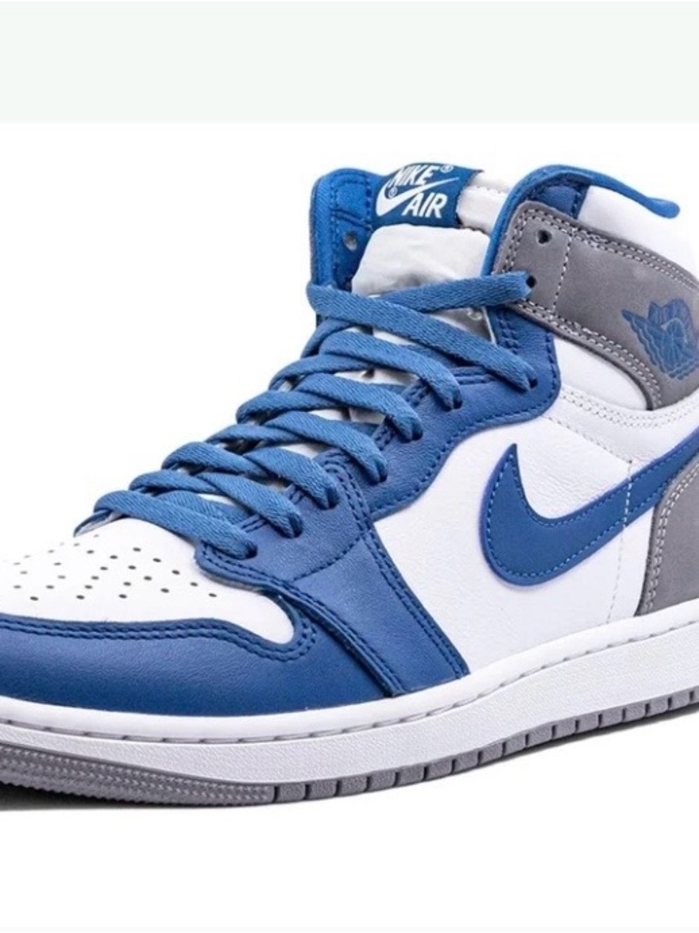 Nike Air Jordan 1 Mid in White/Blue/Gray - Men's Athletic Sneakers